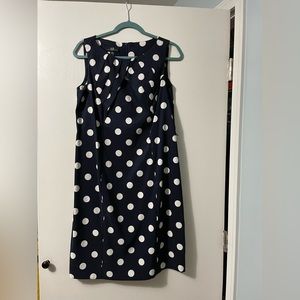 Navy and white polka dot dress
